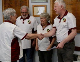 Alright - they're yours - Colin Hunt, Carole Lloyd and Mark Clark, Triples Winners